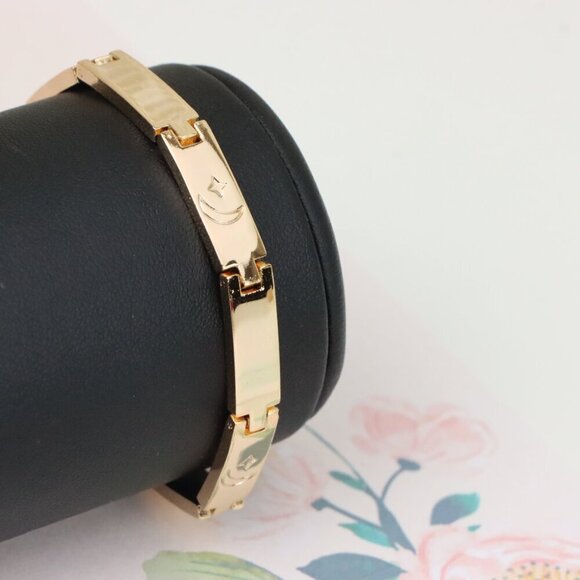 "Rose Gold Moon and Star Bracelet in High Polish Link Design, XPBL1144 - Picture 7 of 12